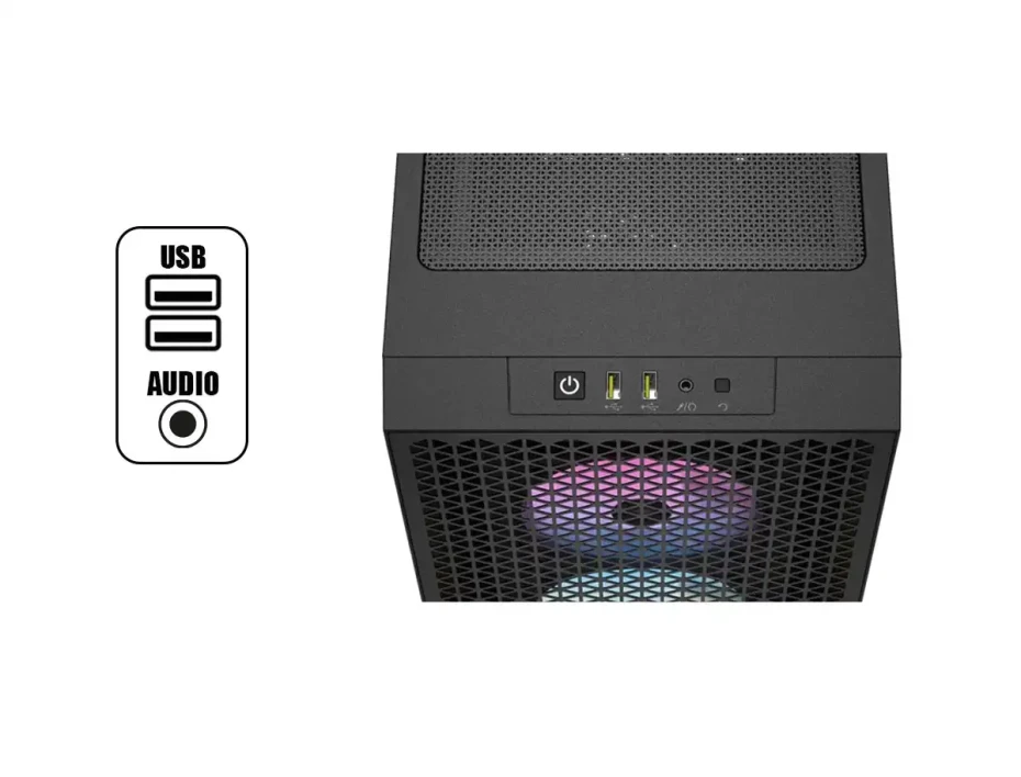 Case Corsair 3000d Airflow S/fuente (cc-9011255-ww) Panel De Vidrio, 3 Ventiladores, Led Rgb, Negro