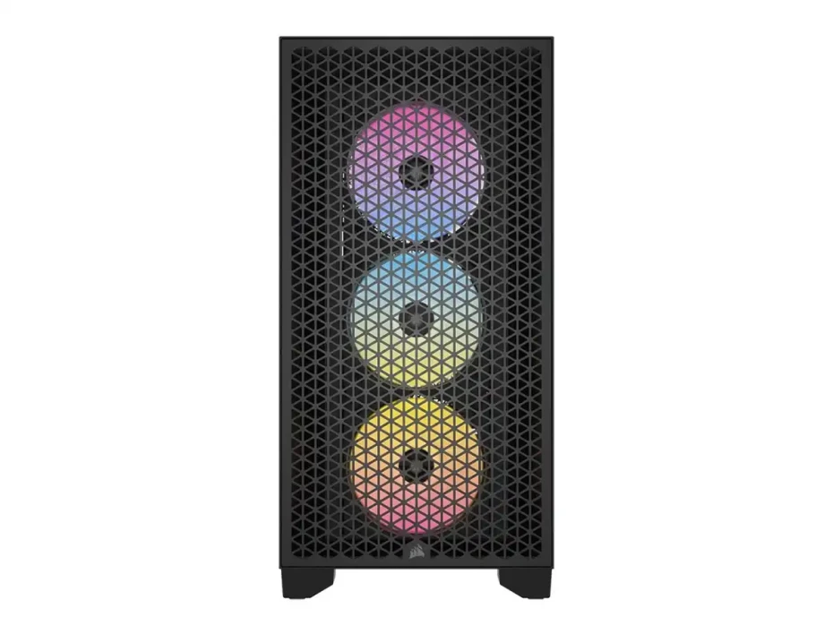 Case Corsair 3000d Airflow S/fuente (cc-9011255-ww) Panel De Vidrio, 3 Ventiladores, Led Rgb, Negro