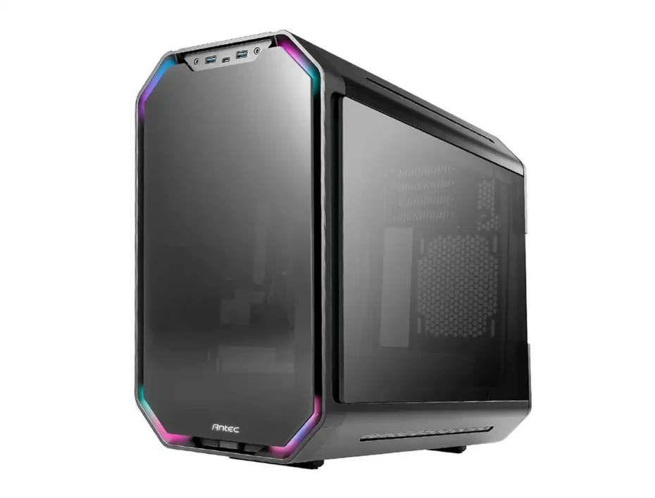 Case Antec Dark Cube Gaming S/fuente (0-761345-80034-1) Paneles De Vidrio, Led Rgb, Negro