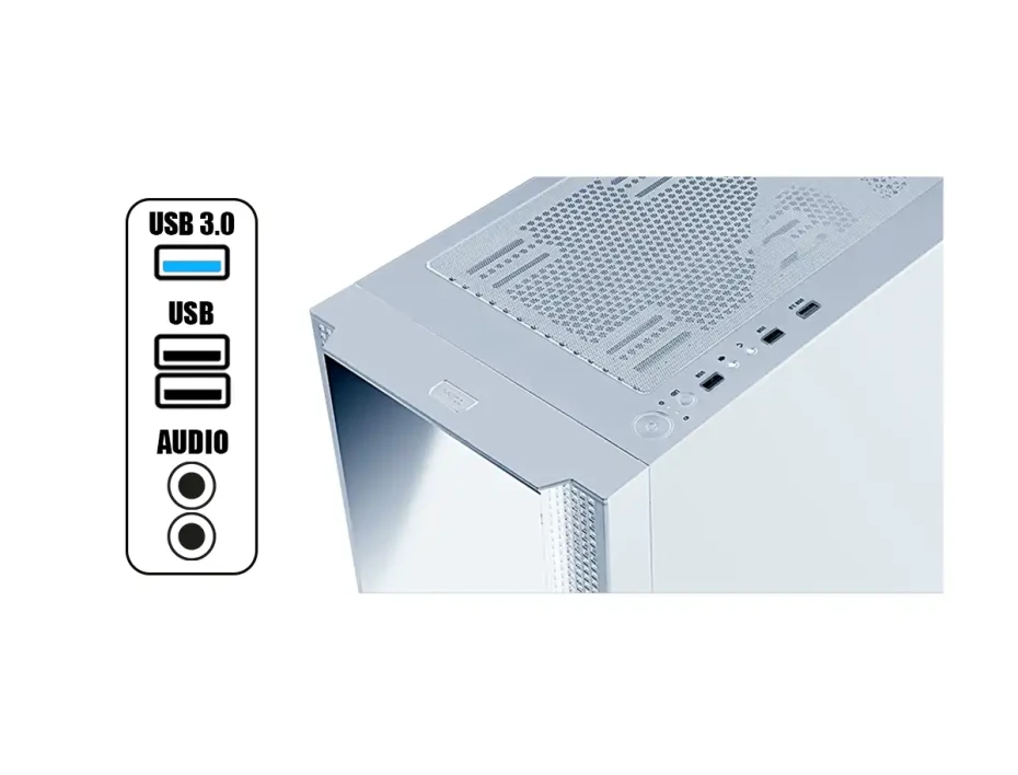 Case Antryx Rx 260 Gaming S/fuente (ac-rx260wfr) Blanco, Panel De Vidrio Frontal, 4 Ventiladores, Led Frgb