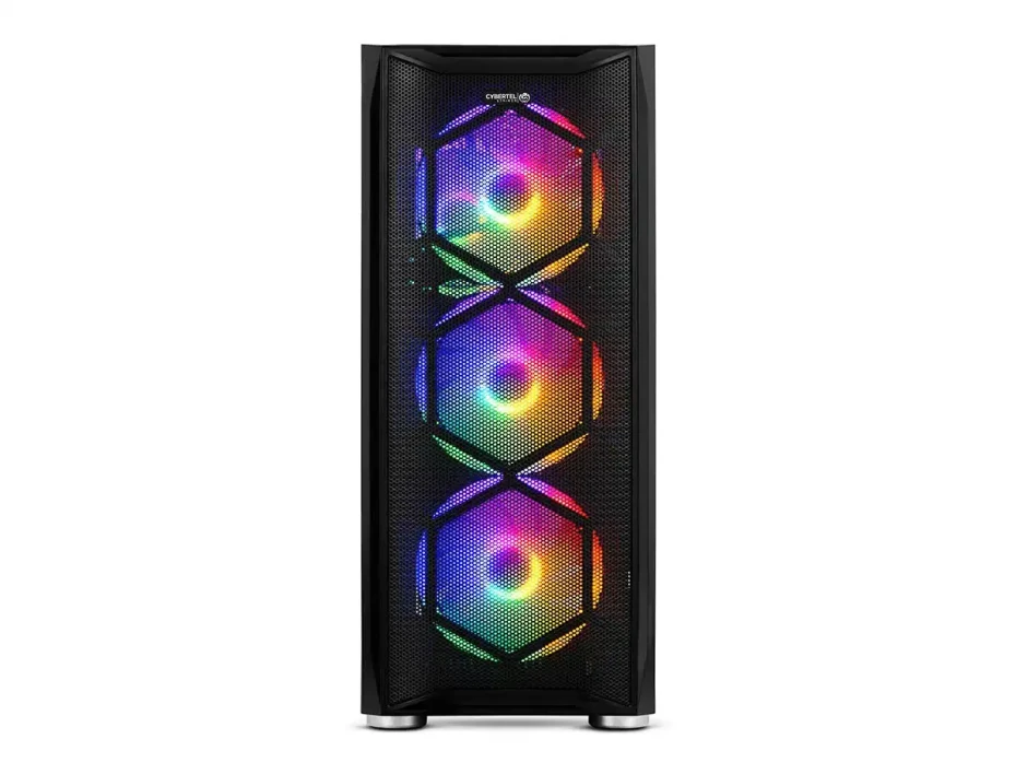 Case Cybertel Striker Cbx5013 S/fuente (cbx5013) Panel De Vidrio, 4 Ventiladores, Led Rainbom, Negro