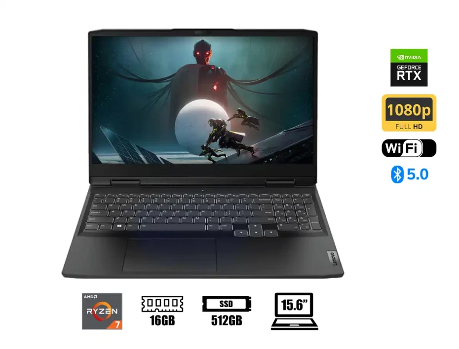 Laptop Lenovo Ryzen 7 6800h Ideapad Gaming 3 (82sb00xwlm) Pantalla 15.6" Fhd 120hz, Ram 16gb, Ssd 512gb, Rtx 3050 4gb, Win11h, Esp.