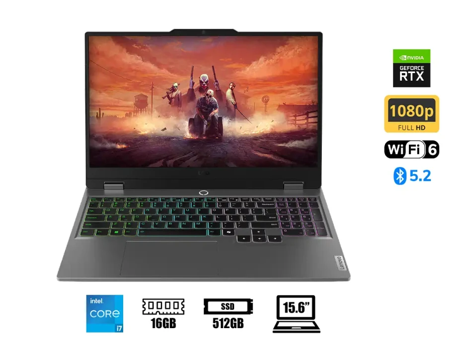 Laptop Lenovo Core I7-13650hx Loq 15irx9 Gaming (83dv00fklm) Pantalla 15.6" Fhd 144hz, Ram 16gb, Ssd 512gb,  Rtx 4050 6gb, Esp, 13gen.