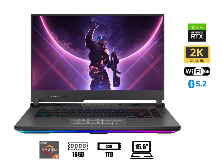 Laptop Asus Ryzen 9-6900hx Rog Strix G513rm-hq081w (90nr0845-m003n0) Pantalla 15.6" Wqhd 165hz, Ram 16gb, Ssd 1tb, Rtx 3060 6gb, Win11, Gray