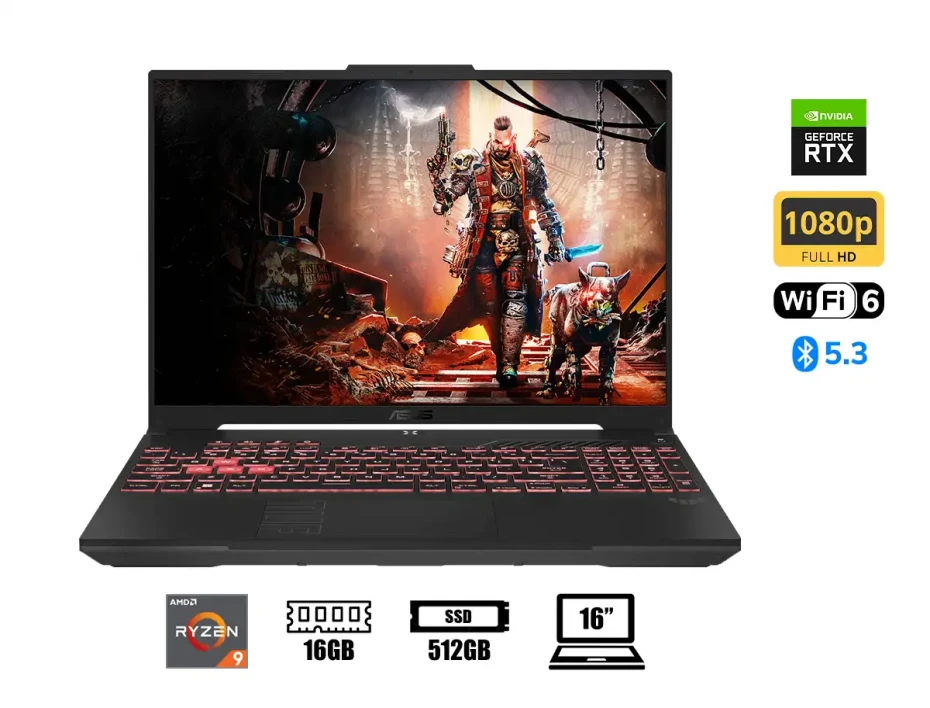 Laptop Asus Ryzen 9-7940hx Tuf Fa607pv-as93 Gaming (fa607pv-as93) 16" Fhd 165hz, Ram 16gb, Ssd 512gb, Nvidia Rtx 4060 8gb, Win11, Mecha Gray
