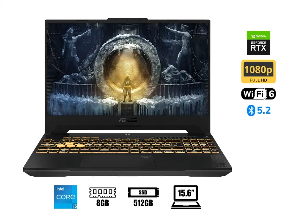 Laptop Asus Core I5-12500h Gaming Tuf F15 Fx507zc4-hn005 (90nr0gw1-m001e0) Pantalla 15.6" Fhd 144hz, Ram 8gb, Ssd 512gb, Rtx 3050 4gb, Wind Free