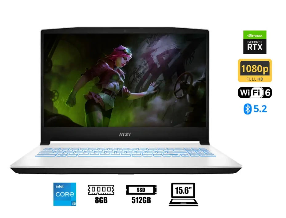 Laptop Msi Core I5-12450h Sword 15 Gaming (sword1512295) Pantalla 15.6" Fhd 144hz, Ram 8gb, 512gb, Rtx 3050 4gb, Win11, White, 12gen.