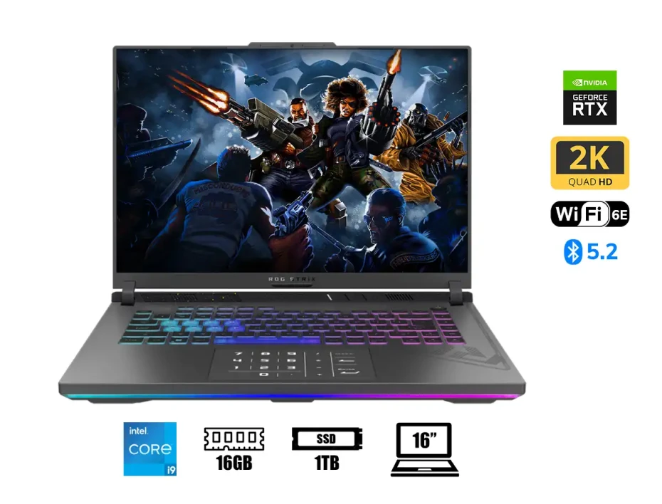 Laptop Asus Core I9-13980hx Rog Strix G614jv-as94 Gaming (g614jv-as94) Pantalla 16" Qhd 165hz, Ram 16gb, Ssd 1tb, Rtx 4060 8gb, Win11,  Us., 13gen.