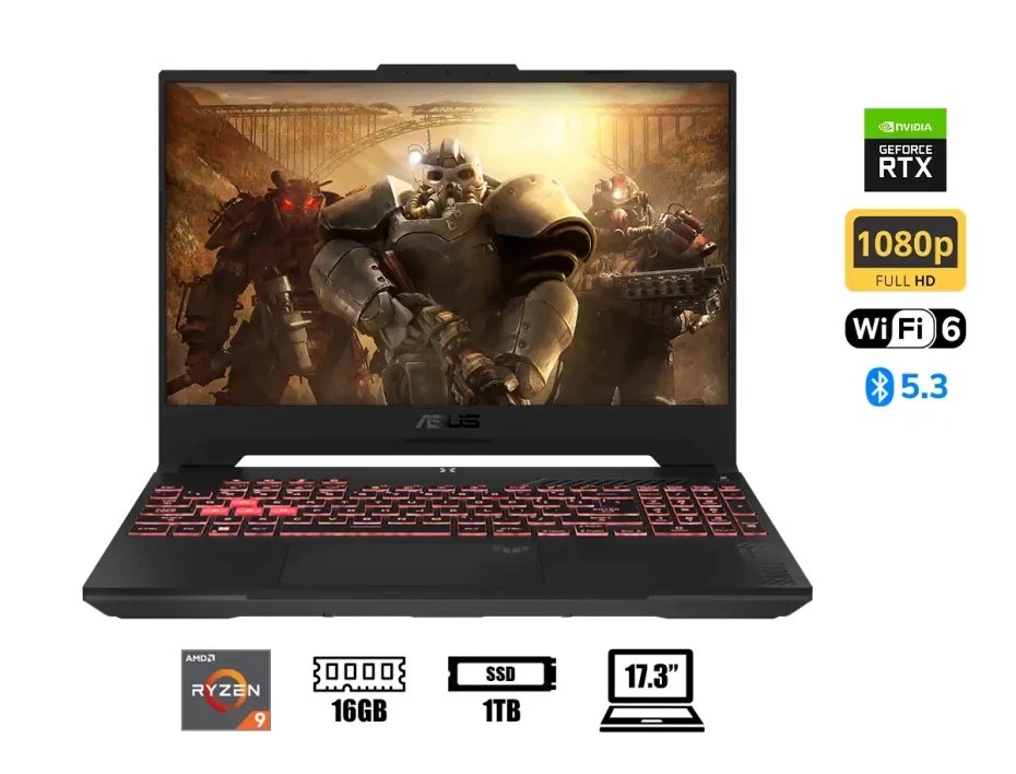 Laptop Asus Ryzen 9-7940hs Tuf A17 Fa707xu-eh94 Gaming (fa707xu-eh94) Pantalla 17.3" Fhd 144hz, Ram 16gb, Ssd 1tb, Rtx 4050 6gb, Win11, Gray