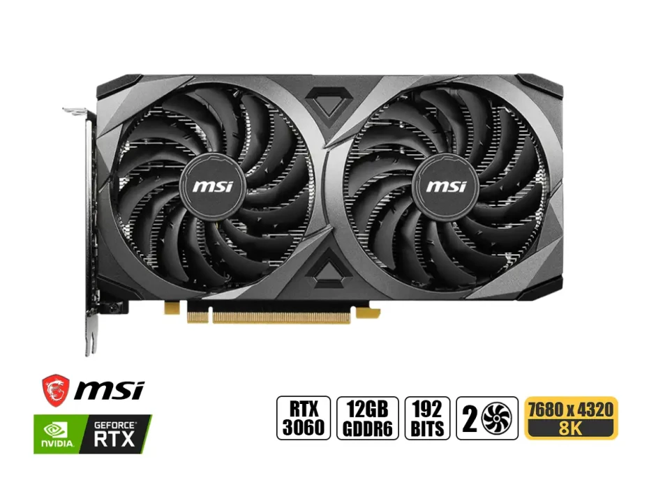 Tarjeta De Video Msi Rtx 3060 Ventus 2x Oc 12gb Gddr6 (912-v397-856) Geforce Nvidia 192 Bits, 2 Ventiladores