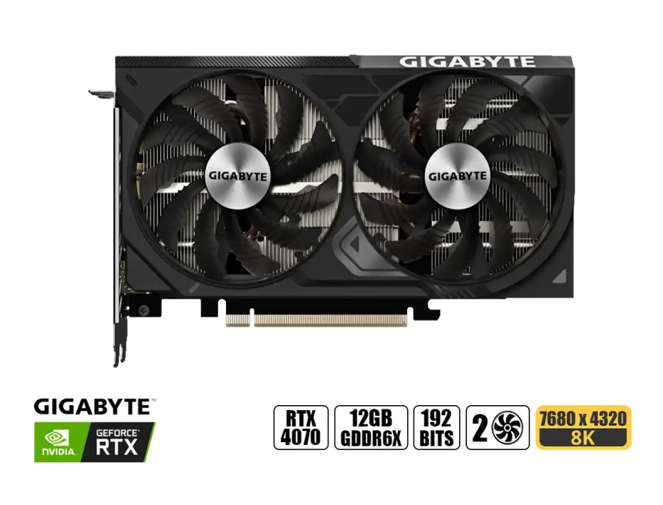 Tarjeta De Video Gigabyte Rtx 4070 Windforce 2x Oc V2 12g Gddr6 (gv-n4070wf2ocv2-12gd) Geforce Nvidia 192 Bits, 2 Ventiladores