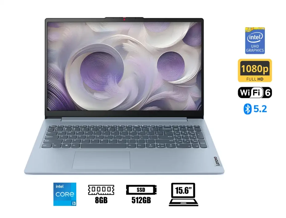 Laptop Lenovo Ideapad Slim 3 15ian8 15.6" Fhd Tn Core I3-n305 1.8/3.8ghz 8gb Lpddr5-4800, Ssd M.2 512gb S/s, 12gen. (82xb003mlm)
