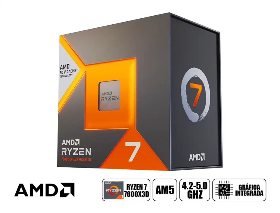 Procesador Amd Ryzen 7 7800x3d 4.2ghz Hasta 5.0 Ghz, 96mb (100-100000910wof) Am5, 8 Nucleos, S/cooler
