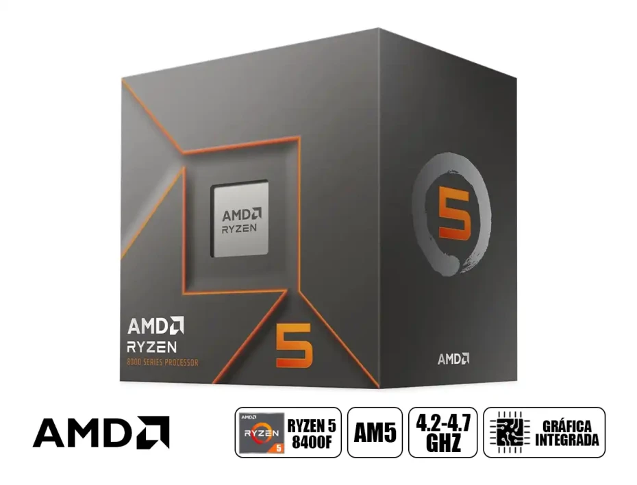 Procesador Amd Ryzen 5 8400f 4.2ghz Hasta 4.7ghz 16mb (100-100001591box) Am5, 6 Nucleos