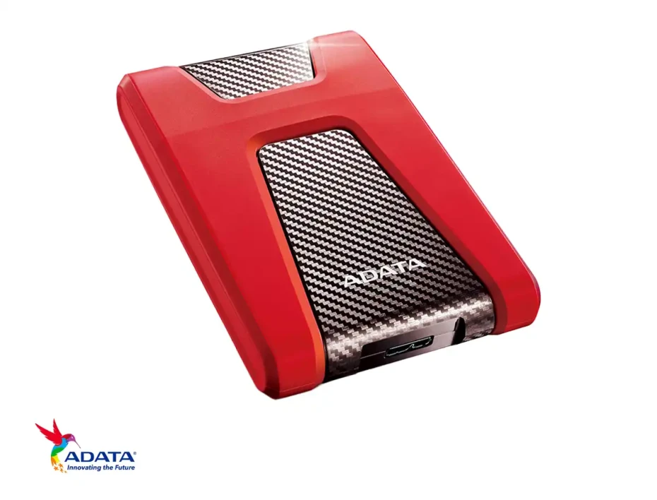 Disco Duro Externo Adata 2tb Hd650 Anti Golpe (ahd650-2tu31-crd) Unidad De Almacenamiento Portable, Rojo C/ Negro