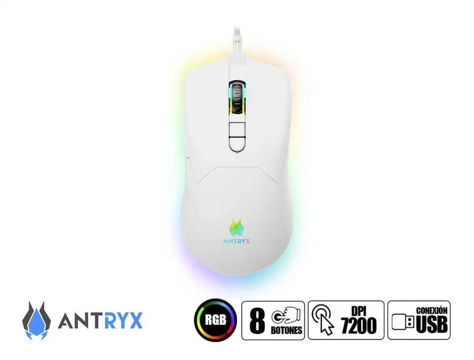 Combo 2 En Uno Antryx Chrome Storm Gc-3100 (agc-3100wbl-sp) Teclado Switch Blue, Led Rgb, Mouse 8 Botones, 7200 Dpi
