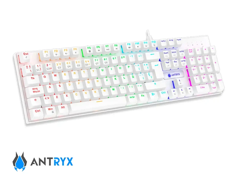 Combo 2 En Uno Antryx Chrome Storm Gc-3100 (agc-3100wbl-sp) Teclado Switch Blue, Led Rgb, Mouse 8 Botones, 7200 Dpi