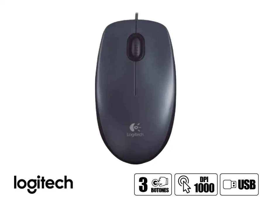 Mouse Logitech M90 (910-004053) Hasta 1000 Dpi, 3 Botones, Negro
