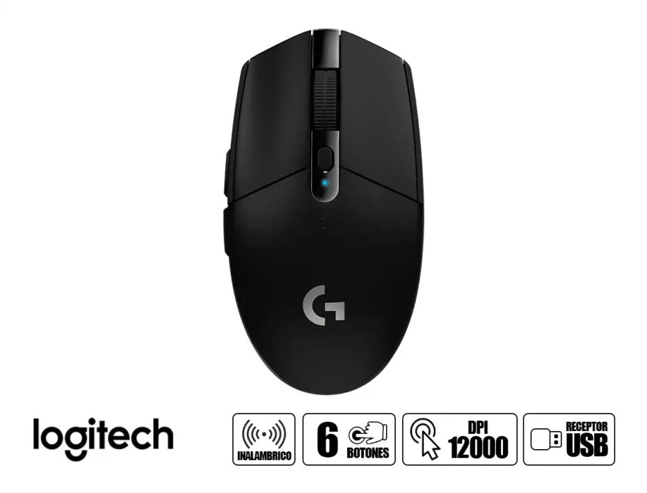 Mouse Inalambrico Logitech G305 Lightspeed Gaming (910-005281) Hasta 12.000 Dpi, 6 Botones, Receptor Usb, Negro