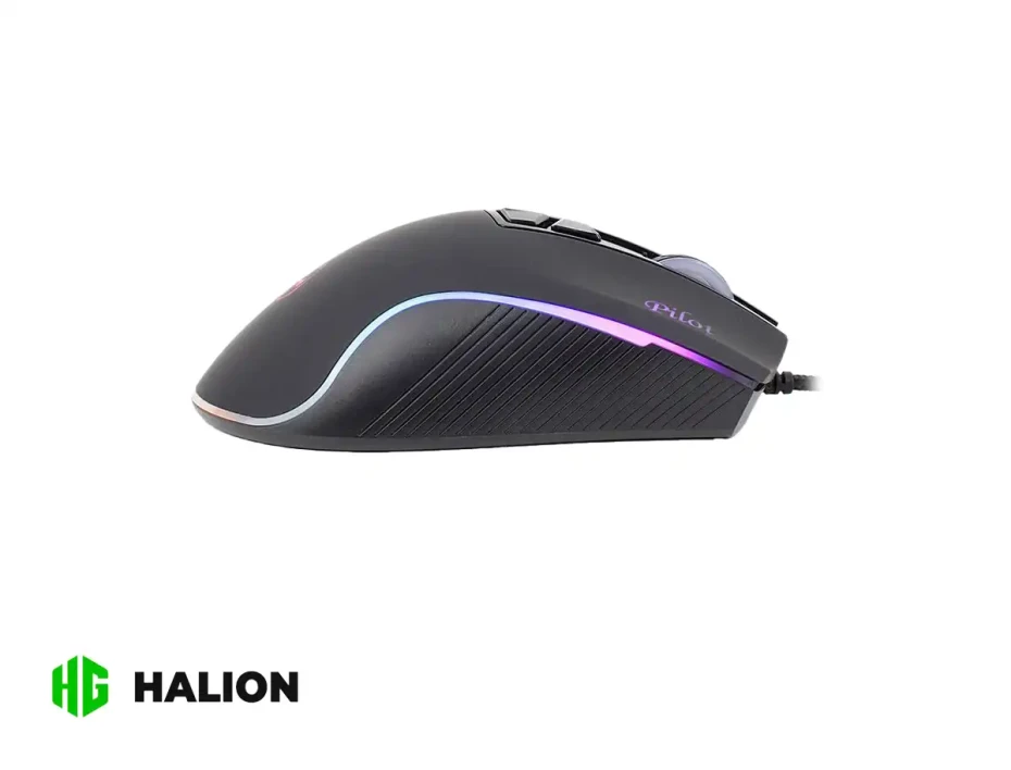 Mouse Halion Pilot Gaming (ha-m571) Hasta 4800 Dpi, 7 Botones, Rgb, Negro