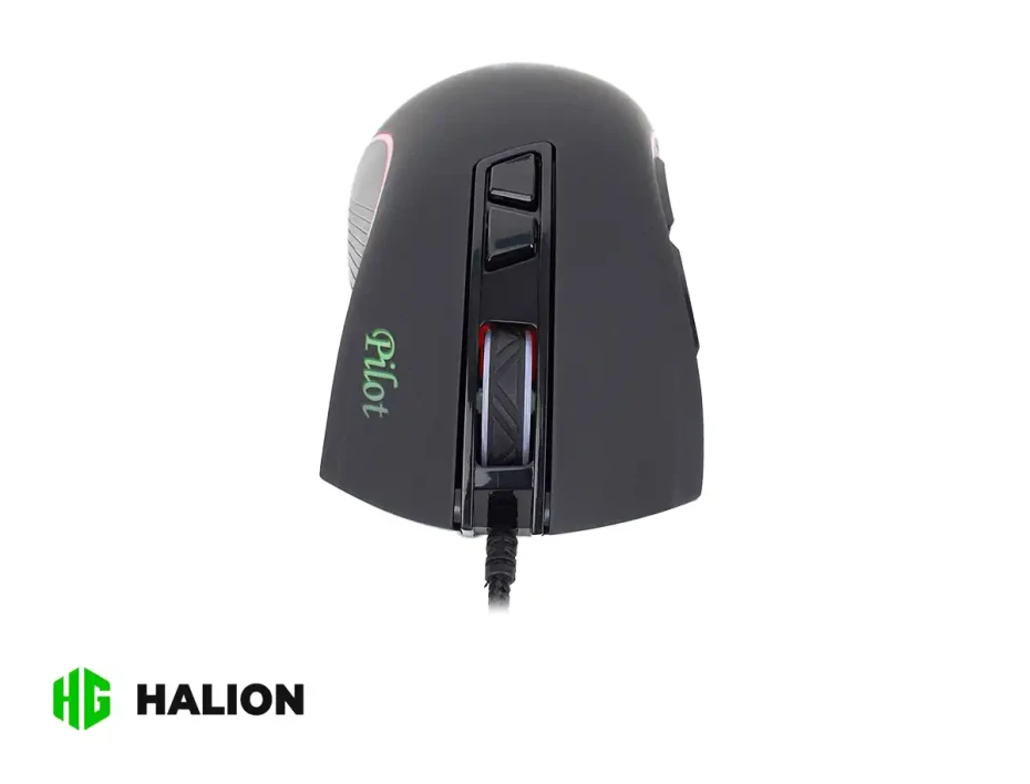Mouse Halion Pilot Gaming (ha-m571) Hasta 4800 Dpi, 7 Botones, Rgb, Negro