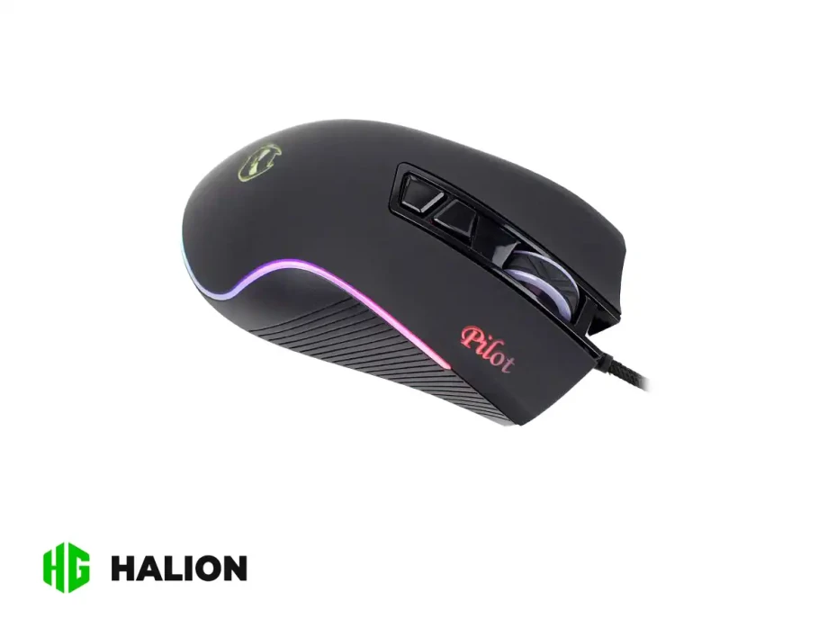Mouse Halion Pilot Gaming (ha-m571) Hasta 4800 Dpi, 7 Botones, Rgb, Negro