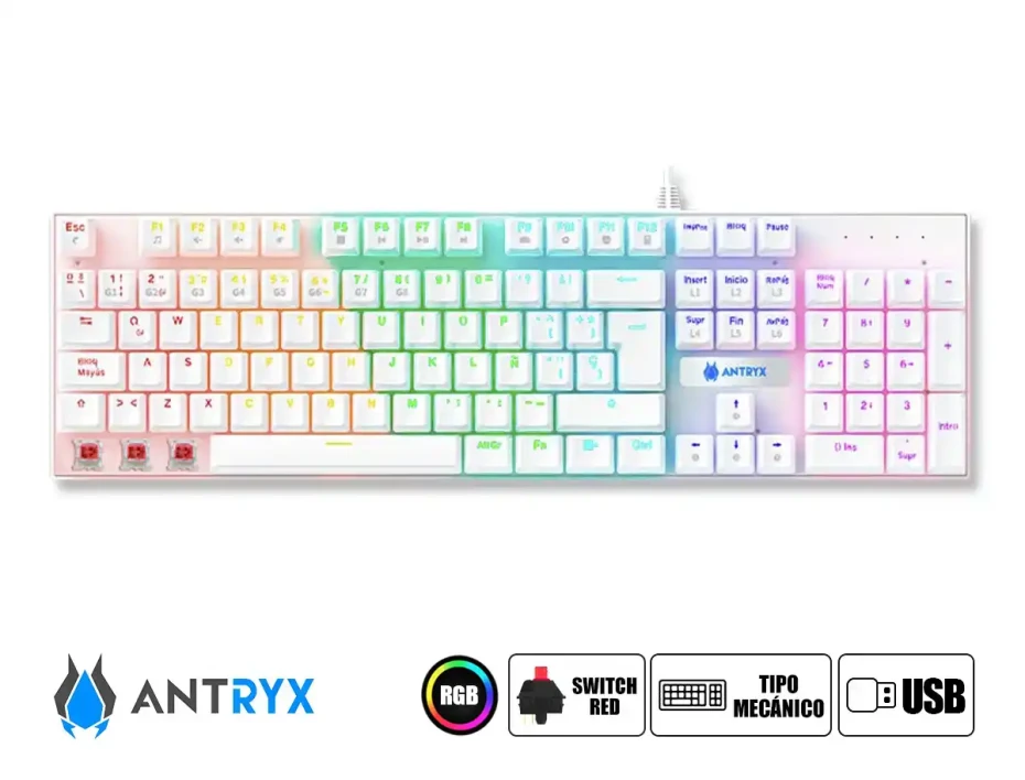 Combo 2 En Uno Antryx Chrome Storm Gc-3100 (agc-3100wre-sp) Teclado, Led Rgb, Mouse 8 Botones, 7200 Dpi
