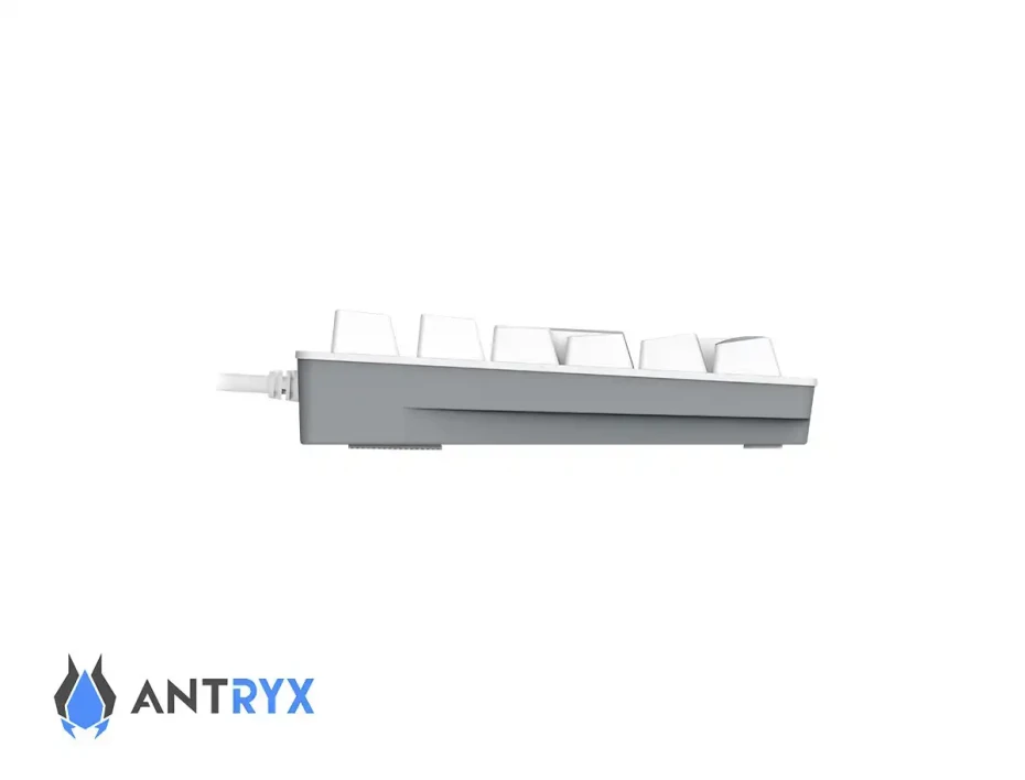 Teclado Gamer Antryx Mk-860l White (amk-cs860lwgbl-sp) Mecanico, Switch Blue, Led Rgb, Blanco Y Gris