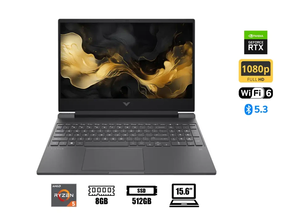 Laptop Hp Ryzen 5-8645h Victus 15-fb2082 (a14mnua#aba) Pantalla 15.6" Fhd, Ram 8gb, Ssd 512gb, Rtx 4050 6gb, Win11, Silver
