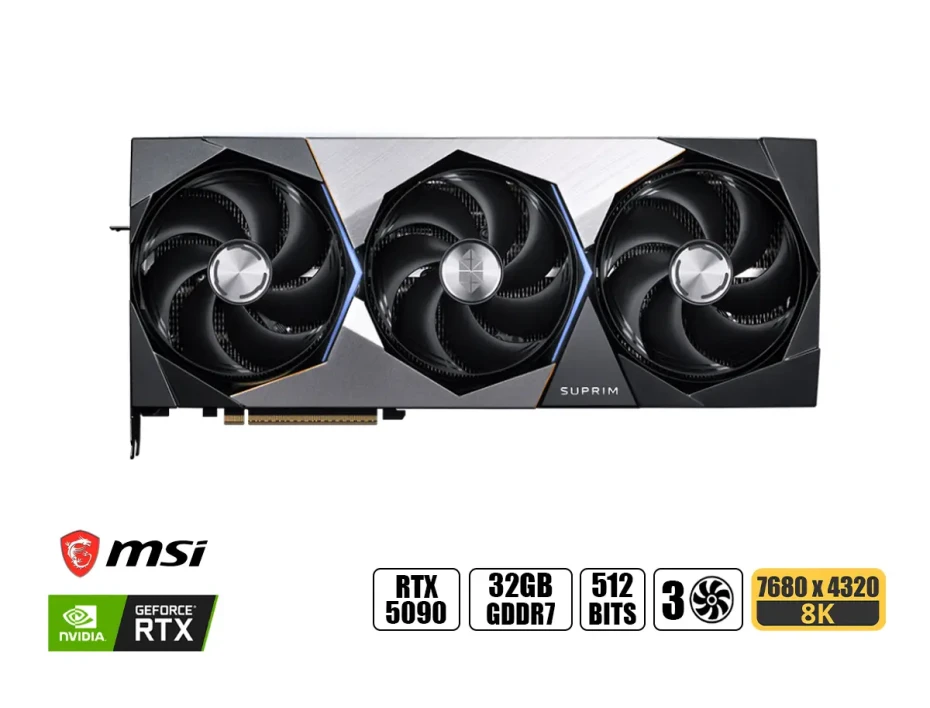 Tarjeta De Video Msi Rtx 5090 Suprim Oc 32gb Gddr7 (g5090-32spc) Geforce Nvidia 512 Bits, 3 Ventiladores