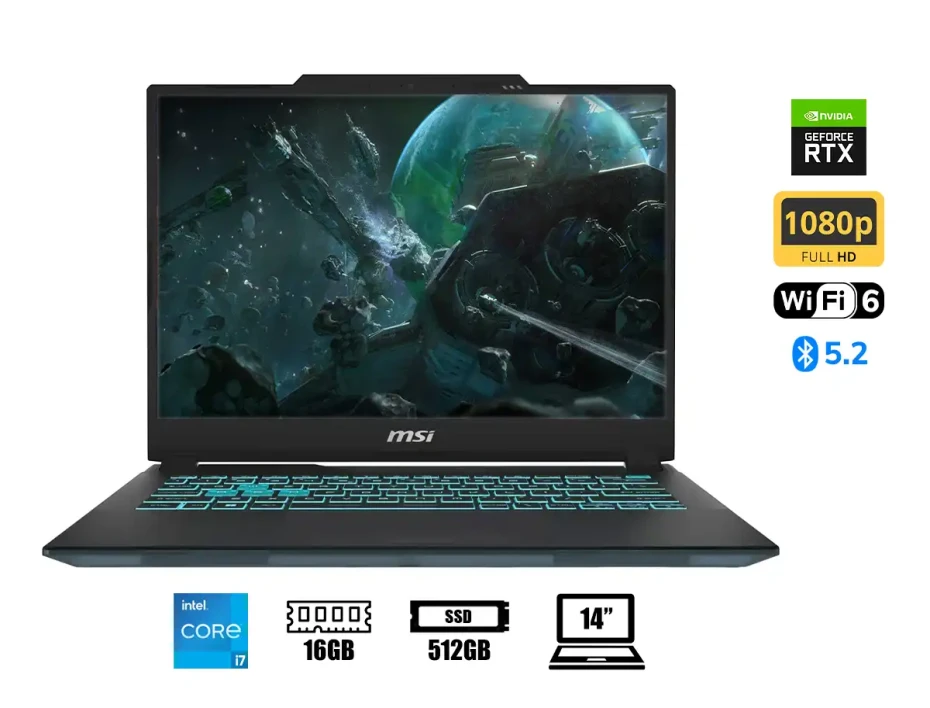 Laptop Msi Core I7-13620h Cyborg 14 A13vf-018us Gaming (cyborg1413018) 14" Fhd 144hz, Ram 16gb, Ssd 512gb, Nvidia Rtx 4060 8gb, Win11, Black, 13gen.