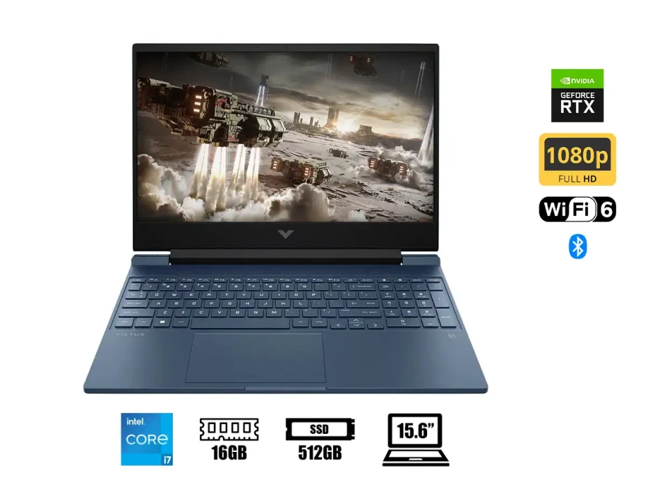 Laptop Hp Core I7-12650h Gaming Victus 15-fa1163dx (9t3v7ua#aba) Pantalla 15.6" Fhd Ips 144hz, Ram 16gb, Ssd 512gb, Rtx4050 6gb, Win11, 12gen.