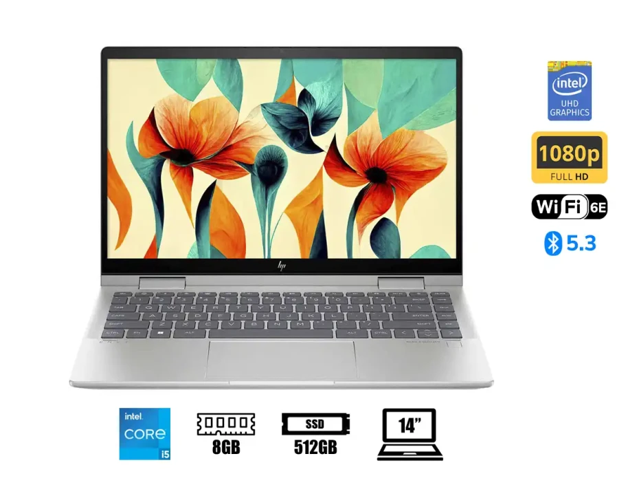 Laptop Hp Core I5-120u Hp Envy X360 14-es1013 2-in-1 (9r8r2ua#aba) Pantalla 14" Fhd, Ram 8gb, Ssd 512gb, Touchscreen, Win11, Natural Silver