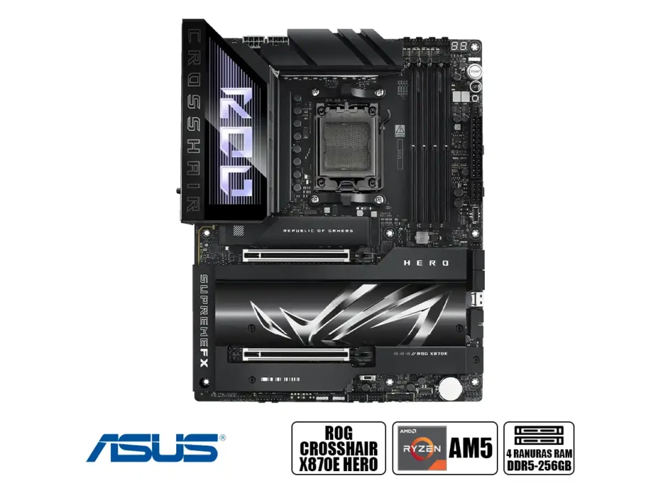 Placa Madre Asus X870e Rog Crosshair Hero (rog Crosshair X870e Hero) Socket Am5, Ram Dddr5 Buss 8200oc Mt/s, Wifi 7