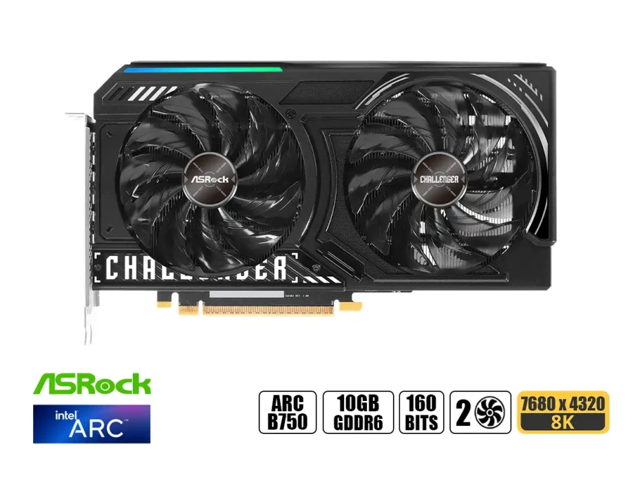 Tarjeta De Video Asrock Arc B570 Challenger Oc 10gb Gddr6 (arc-b570 Sl 10go) Intel 160 Bits, 2 Ventiladores