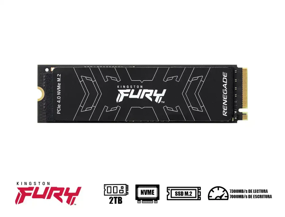 Unidad De Almacenamiento Ssd M.2 Pcie Kingston Fury 2tb Nvme Renegade, 2280 (sfyrd/2000g) 7300mb/s