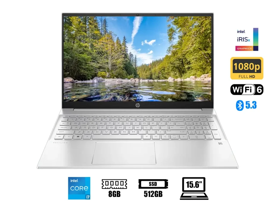 Laptop Hp Core I7-1255u Pavilion 15-eg2508la (91s40la#abm) Pantalla 15.6" , Ram 8gb, Ssd 512gb, Win11 Home, Silver, 12gen.