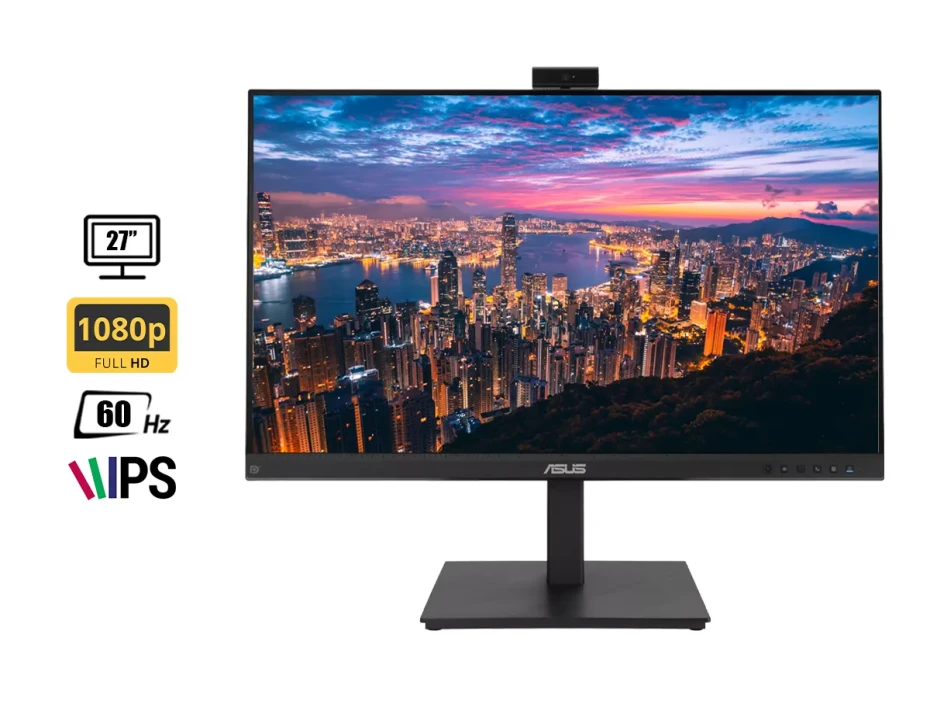 Monitor Asus 27 Pulgadas Be279qsk (90lm04p1-b023b0) Frecuencia 60hz, Fhd, 5ms, 1 Hdmi, 1 Dp, 1 Vga, Altavoces, Web Cam