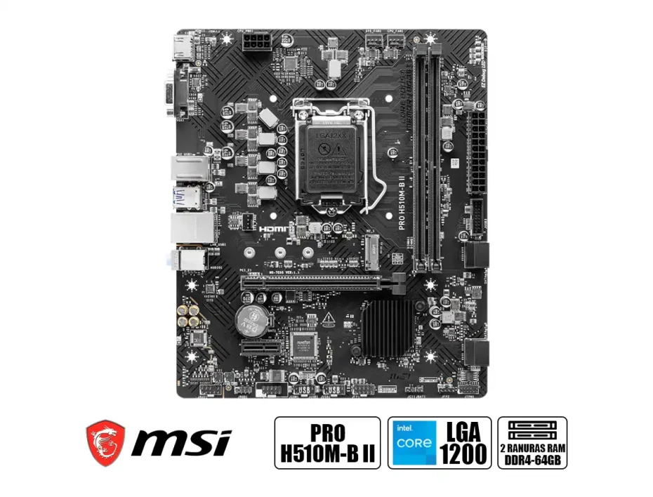 Placa Madre Msi H510m-b Pro Ii (pro H510m-b Ii) Socket Lga 1200, Ram 2933mhz, 10ma Gen