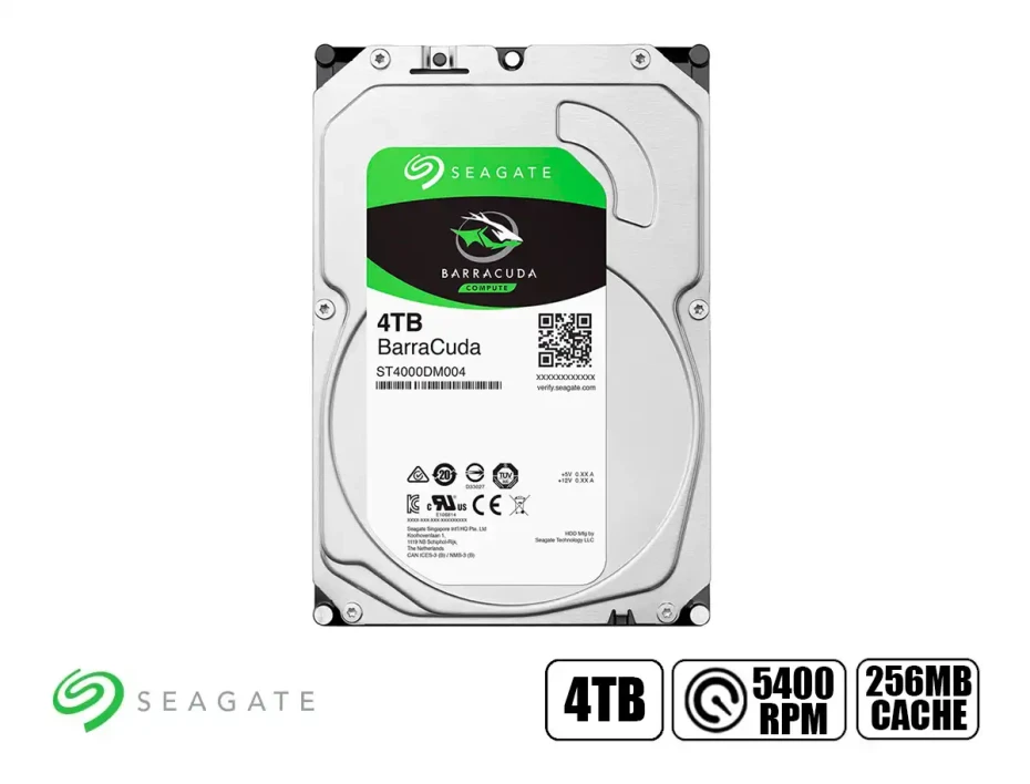Disco Duro Seagate 4tb (st4000dm004) Cache De 256mb, 5400 Rpm, 3.5", Sata 3, Para Pc De Escritorio, Verde