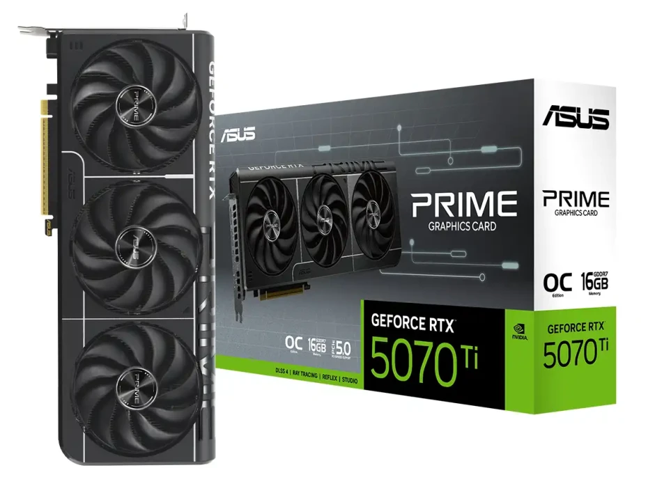 Tarjeta De Video Asus Rtx 5070 Ti Prime Oc 16gb Gddr7 (90yv0mf0-m0aa00) Geforce Nvidia 256 Bits, 3 Ventiladores