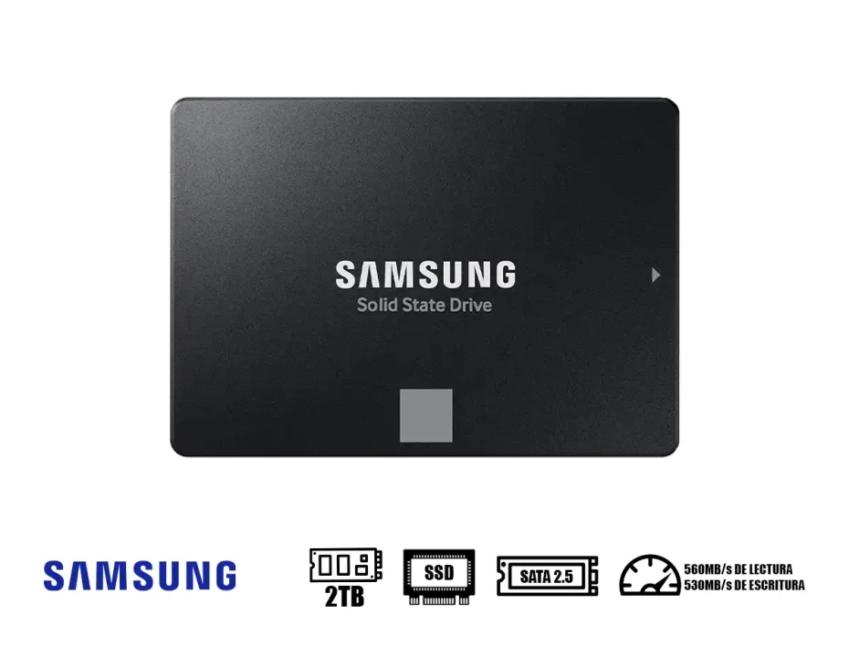 Unidad De Almacenamiento Ssd Sata 2.5 Samsung 2tb 870 Evo (mz-77e2t0e) Hasta 560mb/s