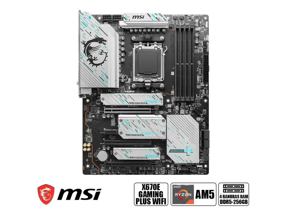 Placa Madre Msi X670e Gaming Plus Wifi (90-x670e Gaming Plus Wifi) Socket Am5, Ram Dddr5 Buss 7200oc Mt/s, Wifi 6e