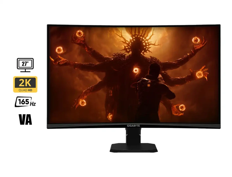Monitor Gigabyte 27 Pulgadas Gs27qc (ga-gs27qc) Gaming 165hz, 1ms 2k/qhd, Curvo, 1 Hdmi, 1 Dp