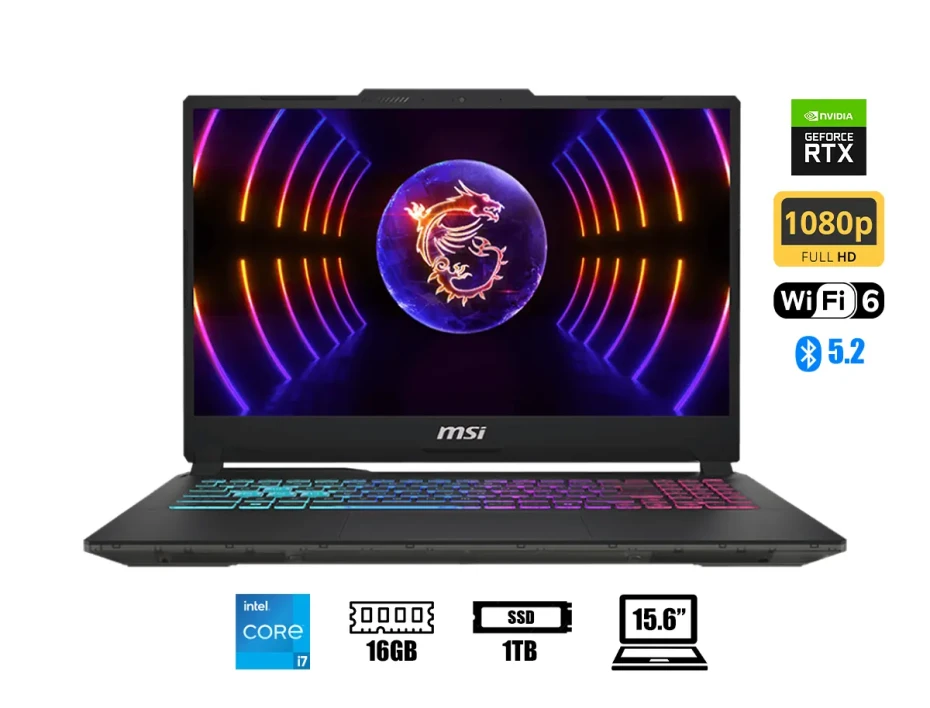 Laptop Msi Core I7-13620h Cyborg 15 Gaming (a13ve-1644us) 15.6" Fhd Ips 144hz, Ram 16gb, Ssd 1tb, Rtx 4050 6gb, Win11, Black, 13gen.