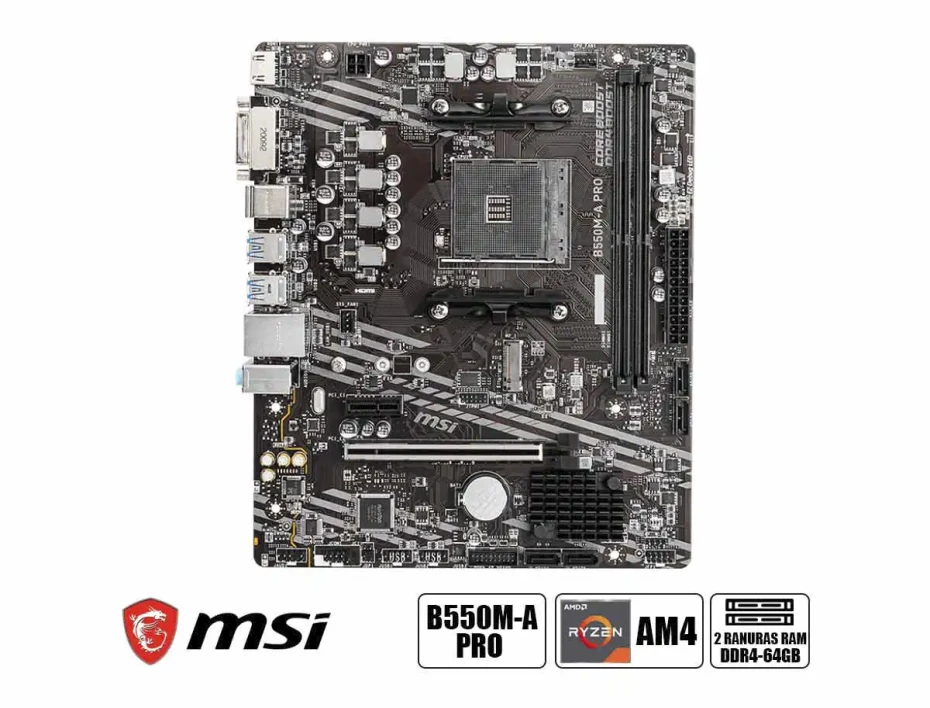 Placa Madre Msi B550m-a Pro (b550m-a Pro) Socket Am4, Ram Ddr4 Buss 4600oc Mhz