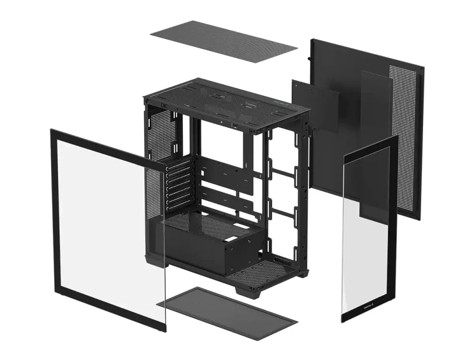 Case Deepcool Gaming Cg580 S/fuente (r-cg580-bknda0-g-1) Paneles De Vidrio Templado, Negro