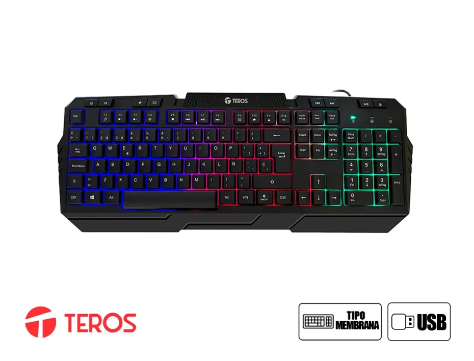 Combo 4 En Uno Teros Gamer Te4063n (kbmshdste4063n) Teclado Led, Mouse Led, Auricular Led, Pad Mouse, Negro