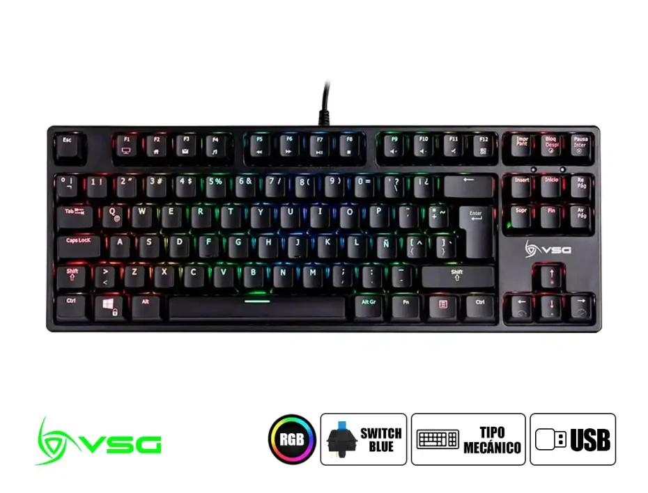 Teclado Gamer Vsg Alnitak (vg-km982-blk-blu) Mecanico, Switch Blue, Led Rgb, Negro