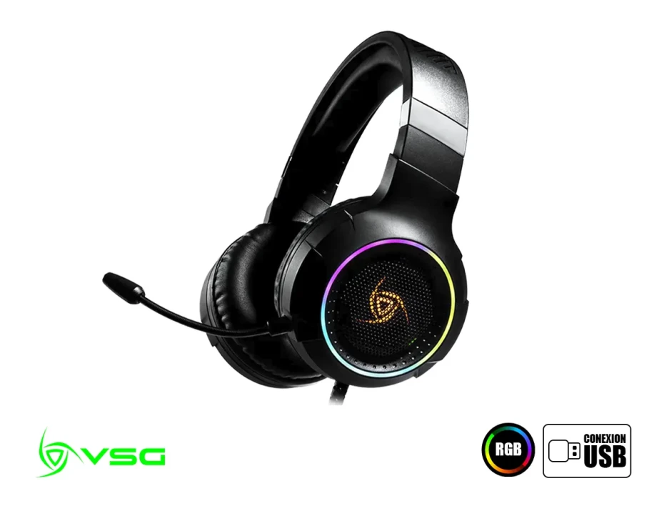 Auricular Vsg Gaming Shake 7.1 (vg-hv967-7l) Con Microfono, Interfaz Usb, Rgb, Negro